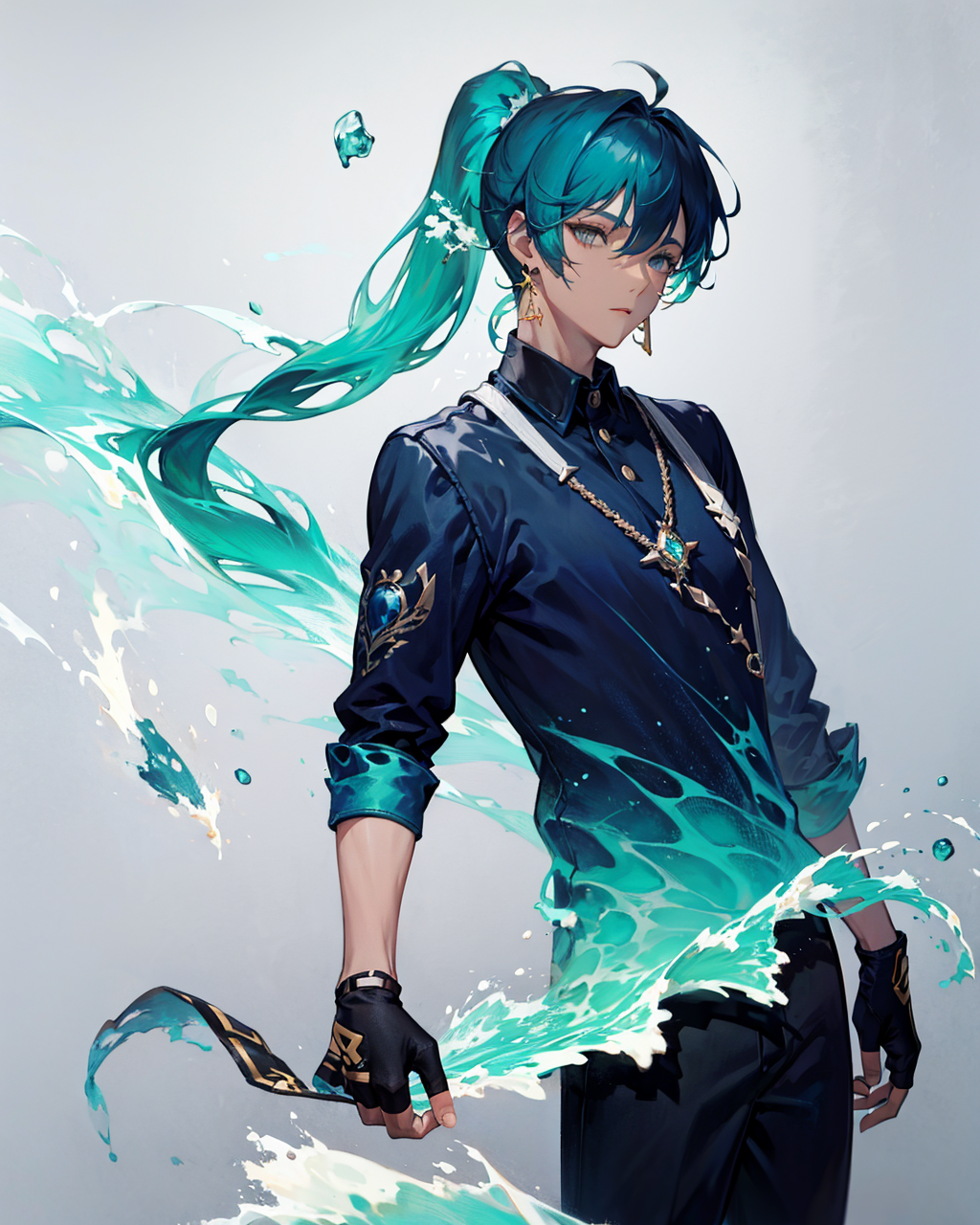 54270-1471025993-liquid clothes,  male focus, gloves, 1boy, solo, long hair, fingerless gloves, blue hair, earrings, jewelry, simple background,.png
